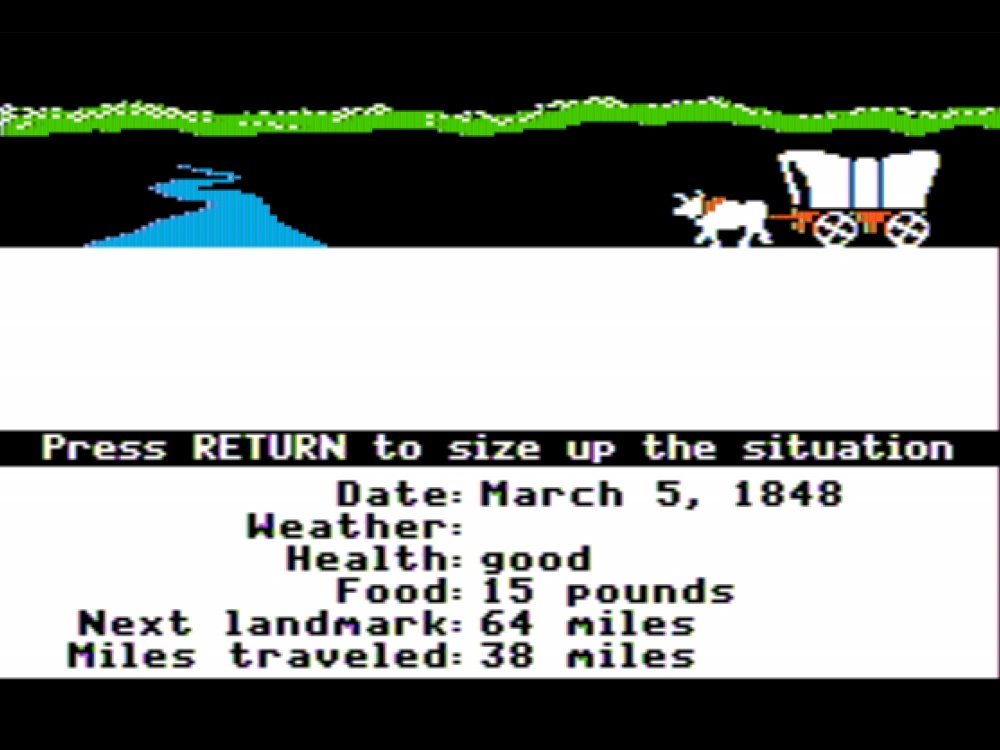 Gameplay of The Oregon Trail for Apple II
